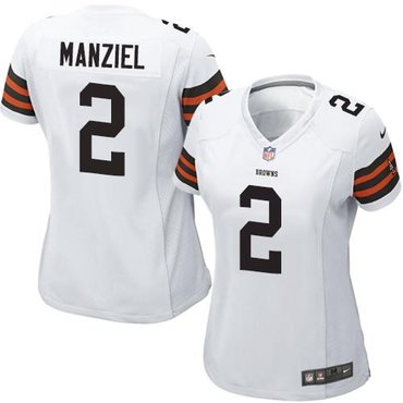 Women NFL Cleveland Browns #2 Johnny Manziel White Jersey