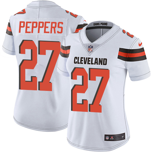 Nike Browns #27 Jabrill Peppers White Women's Stitched NFL Vapor Untouchable Limited Jersey