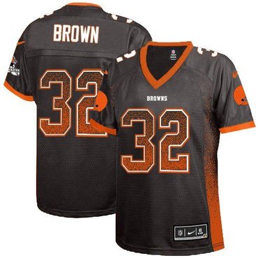 Women 2013 NEW Cleveland Browns 32 Jim Brown Drift Fashion Brown Elite Jerseys