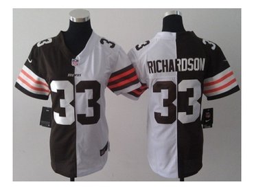 NEW Womens Cleveland Browns #33 Trent Richardson white-brown(Elite split)