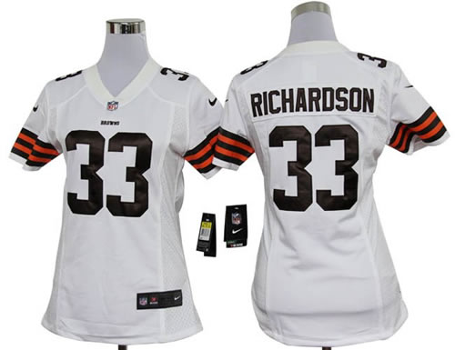 women NEW cleveland browns 33 trent richardson white game jerseys