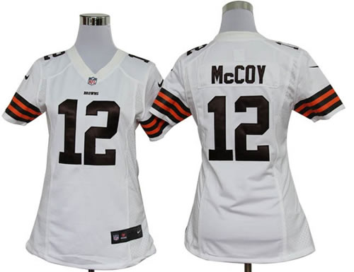 Women NEW Cleveland Browns 12 Colt McCoy White Jerseys