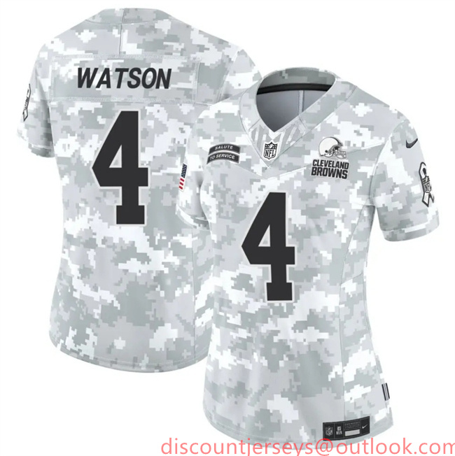 Women's Cleveland Browns #4 Deshaun Watson 2024 F.U.S.E Arctic Camo Salute To Service Limited Stitched Jersey(Run Small)