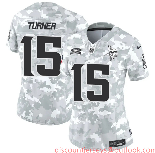 Women's Minnesota Vikings #15 Dallas Turner 2024 F.U.S.E Arctic Camo Salute To Service Limited Stitched Jersey(Run Small)