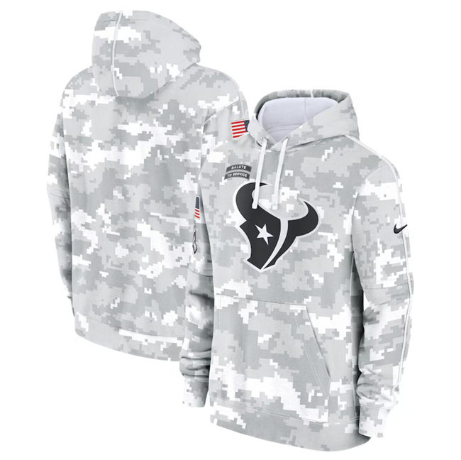 Men's Houston Texans 2024 Arctic Camo Salute To Service Club Fleece Pullover Hoodie