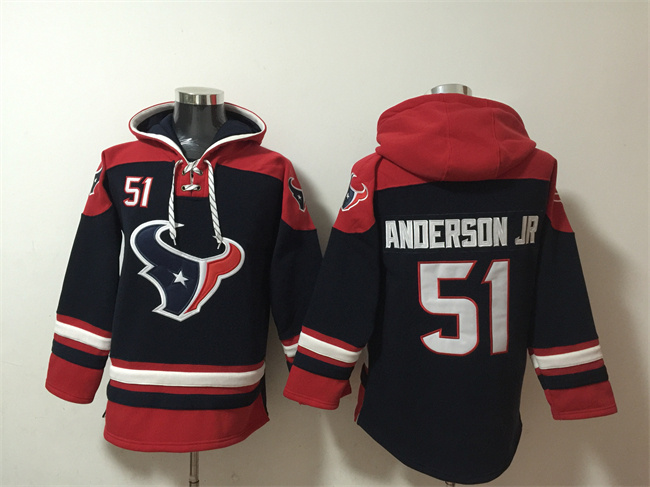 Men's Houston Texans #51 Will Anderson Jr Navy Ageless Must-Have Lace-Up Pullover Hoodie