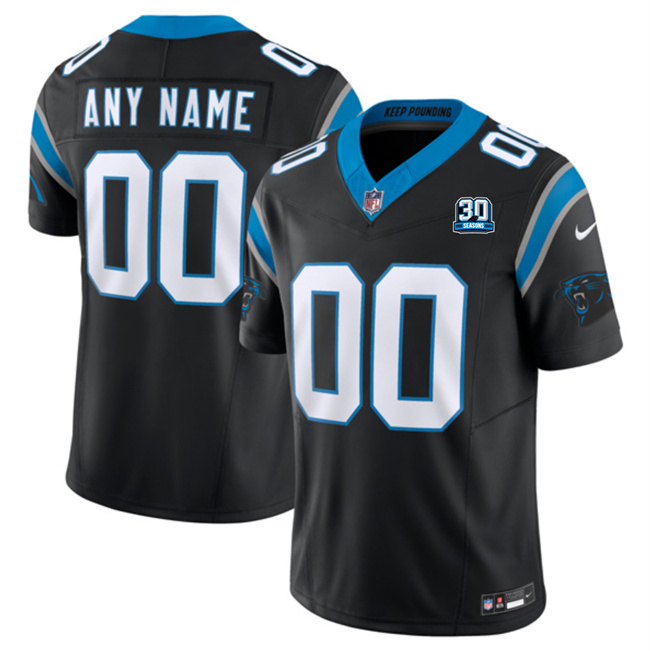 Men's Carolina Panthers Active Player Custom Black 2024 30th Anniversary Patch F.U.S.E. Vapor Limited Stitched Football Jersey