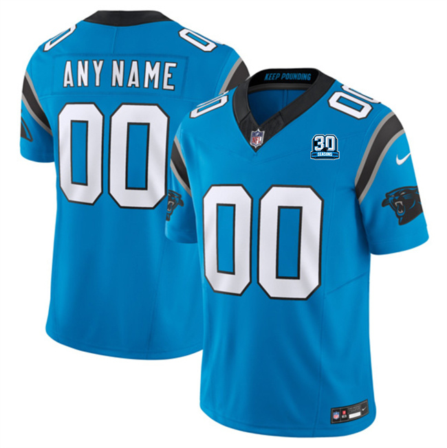 Men's Carolina Panthers Active Player Custom Blue 2024 30th Anniversary Patch F.U.S.E. Vapor Limited Stitched Football Jersey