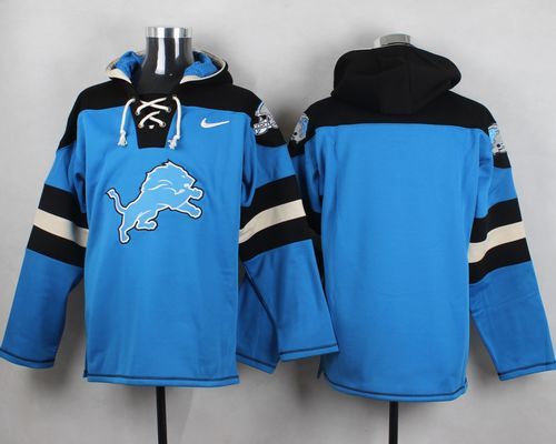 Custom Nike Lions Blue Player Pullover NFL Hoodie (Any name&number)