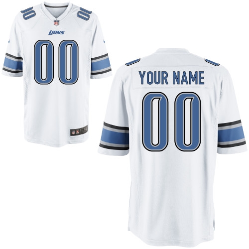 men's detroit lions customized game white jerseys