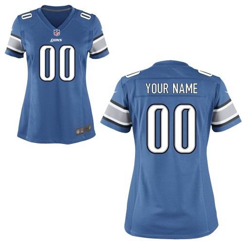 women's detroit lions customized game team blue jerseys