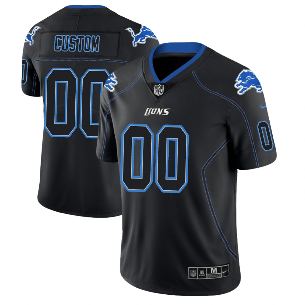 Detroit Lions Custom 2018 Lights Out Color Rush Limited Black Jersey