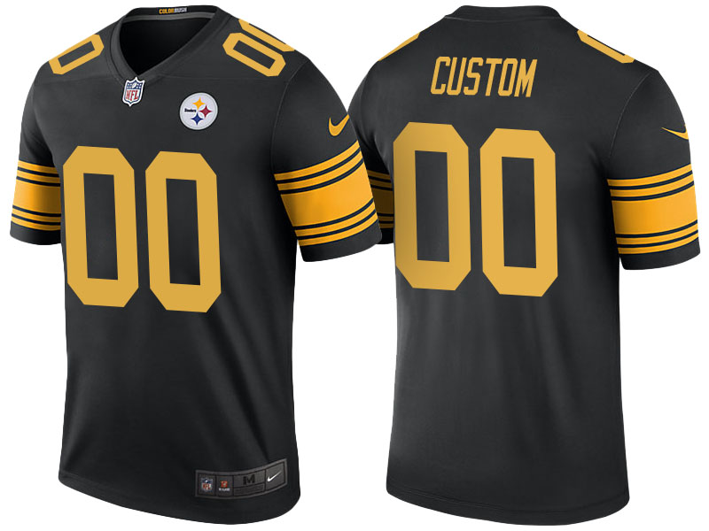 Men's Pittsburgh Steelers Black Custom Color Rush Legend Jersey