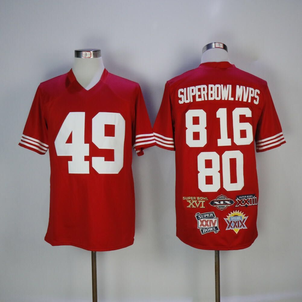 Custom NFL San Francisco 49ers 8 16 80 49 Super Bowl MVPS Football Red Jersey