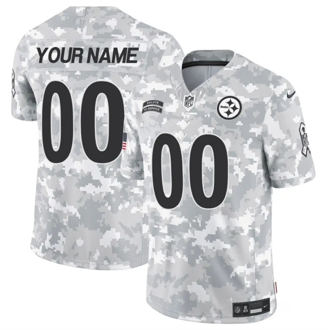 Men's Pittsburgh Steelers Active Player Custom 2024 F.U.S.E Arctic Camo Salute To Service Limited Stitched Football Jersey