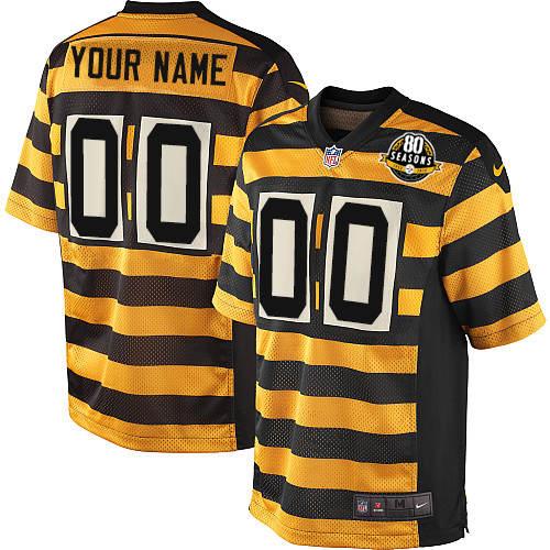 Nike NFL Pittsburgh Steelers Throwback Customized 80th Elite Gold Black Alternate Youth Jersey