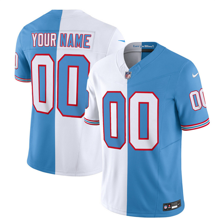 Men's Tennessee Titans Active Player Custom White Blue 2023 F.U.S.E. Split Vapor Limited Throwback Stitched Football Jersey