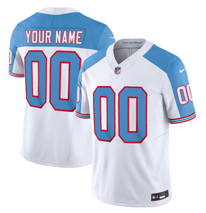 Men's Tennessee Titans Active Player Custom White Blue 2023 F.U.S.E. Vapor Limited Throwback Stitched Football Jersey