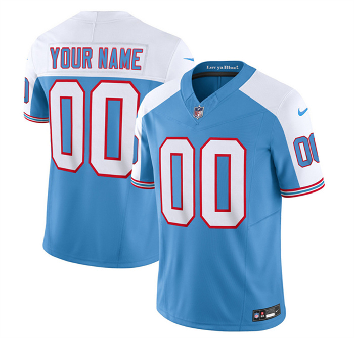 Men's Tennessee Titans Active Player Custom Blue White 2023 F.U.S.E. Vapor Limited Throwback Stitched Football Jersey