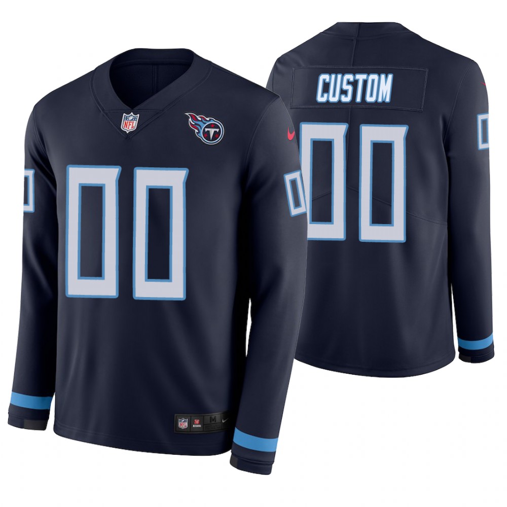 Tennessee Titans Custom Navy Therma Long Sleeve Jersey