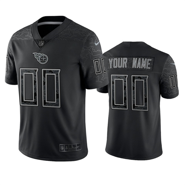 Men's Custom Tennessee Titans Black Reflective Limited Stitched Football Jersey