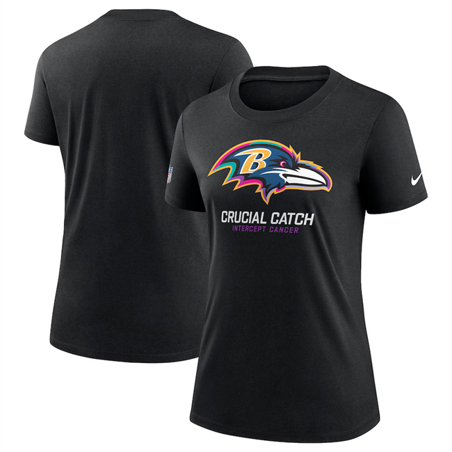 Women's Baltimore Ravens Black 2024 Crucial Catch T-Shirt(Run Small)