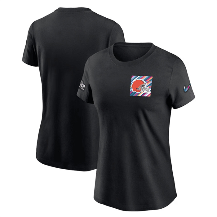 Women's Cleveland Browns Black 2023 Crucial Catch Sideline Tri-Blend T-Shirt(Run Small)