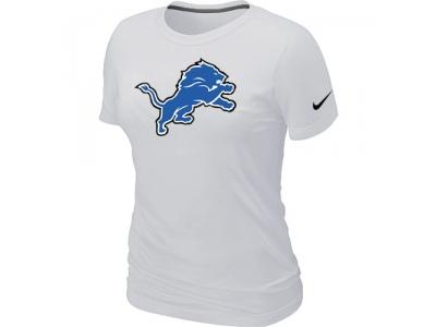 Women Detroit Lions White Logo T-Shirt