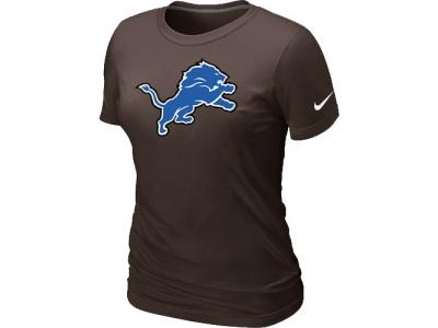 Women Detroit Lions Brown Logo T-Shirt