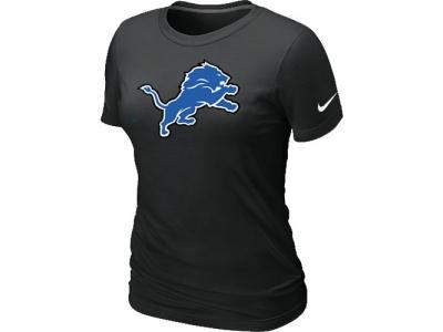 Women Detroit Lions Black Logo T-Shirt