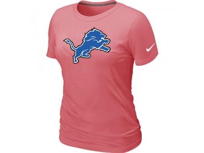 Women Detroit Lions Pink Logo T-Shirt