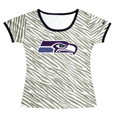 Seattle Seahawks Sideline Legend Authentic Logo women Zebra stripes T-shirt