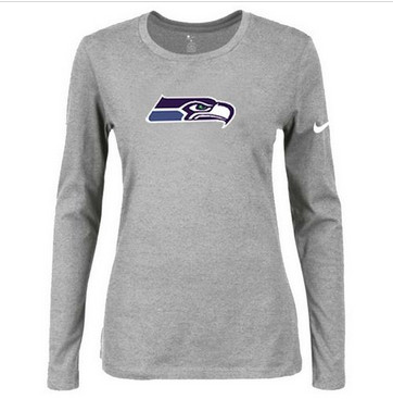 Women Nike Seattle Seahawks Of The City Long Sleeve Tri-Blend NFL T-Shirt Light Grey