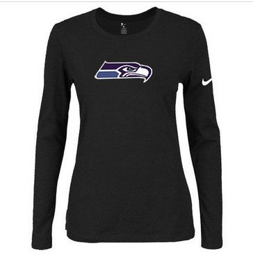 Women Nike Seattle Seahawks Of The City Long Sleeve Tri-Blend NFL T-Shirt Black