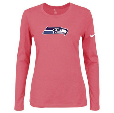 Women Nike Seattle Seahawks Of The City Long Sleeve Tri-Blend NFL T-Shirt Pink