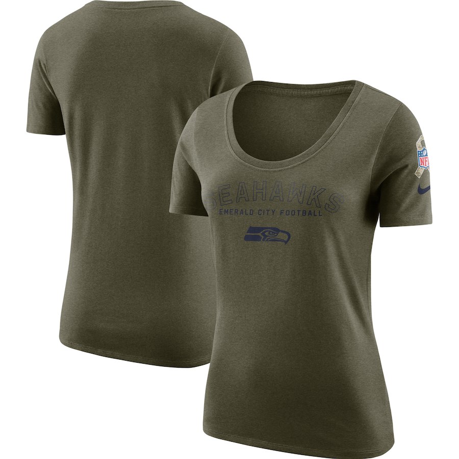 Seattle Seahawks Nike Women's Salute To Service Legend Scoop Neck T-Shirt Olive