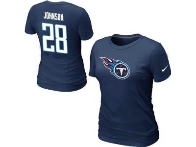 Women NEW Tennessee Titans #28 Chris Johnson Name & Number T-Shirt D.BLue