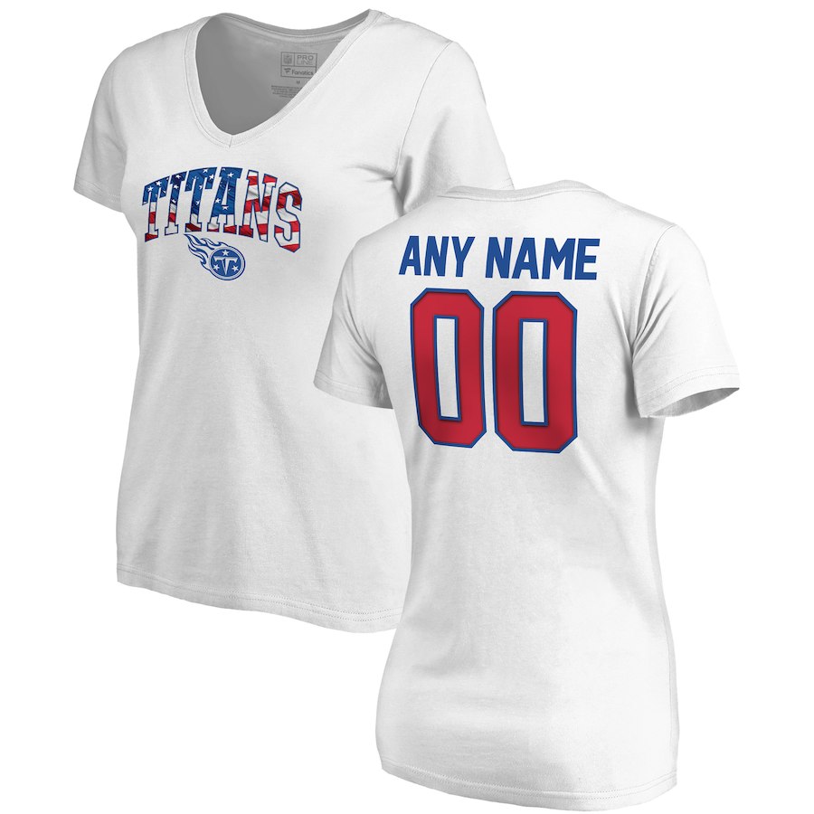 Tennessee Titans NFL Pro Line By Fanatics Branded Women's Any Name & Number Banner Wave V Neck T-Shirt White