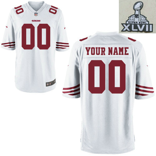 2013 Super Bowl XLVII NEW Men's NFL San Francisco 49ers Customized White Jerseys(Game)