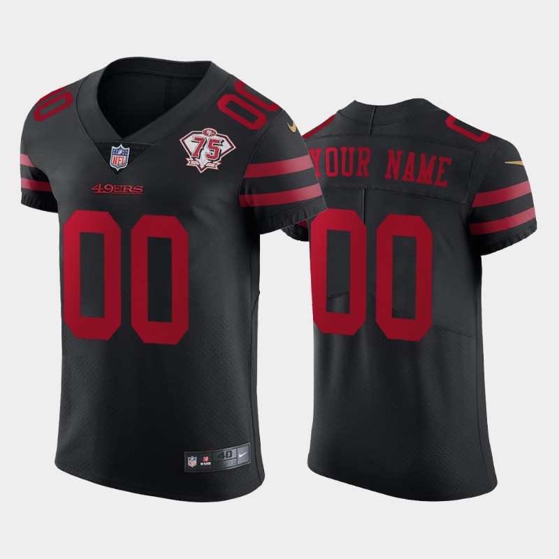 Custom Men's 49ers 75th Anniversary Black Jersey