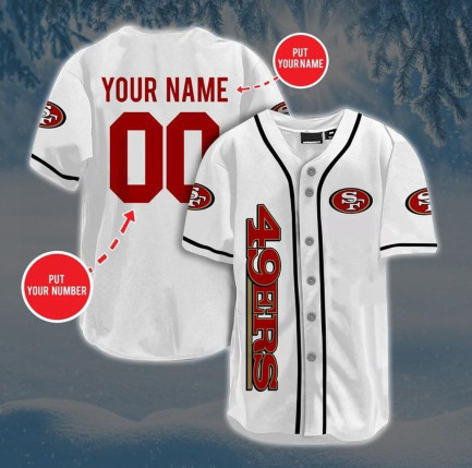 Custom 49ers White Baseball Jersey