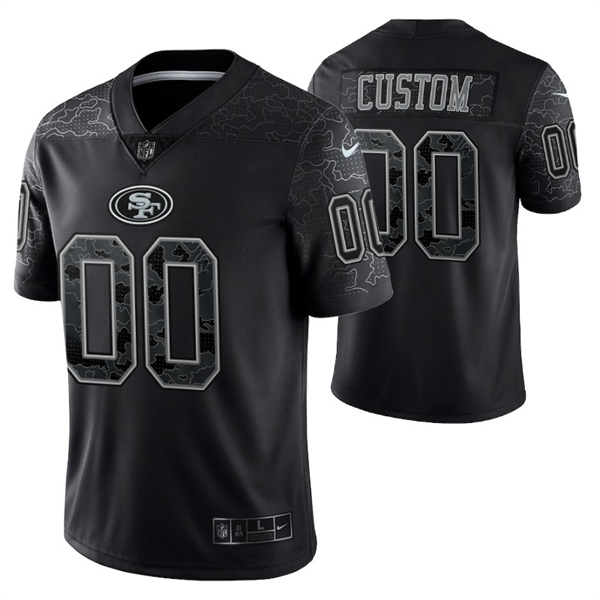 Men's Custom San Francisco 49ers Black Reflective Limited Stitched Football Jersey