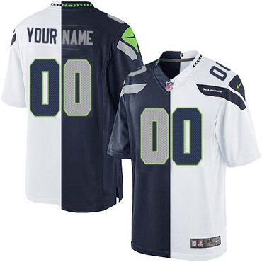 Men's seattle seahawks customized Split(Blue-White) jerseys