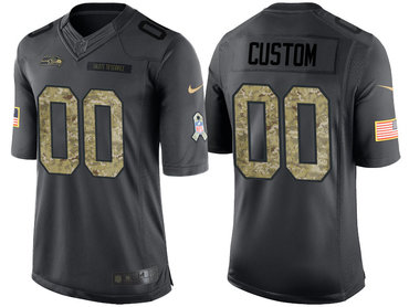 Men's Seattle Seahawks Anthracite Customized Camo 2016 Salute to Service Jersey