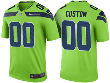 Men's Seattle Seahawks Green Custom Color Rush Legend Jersey