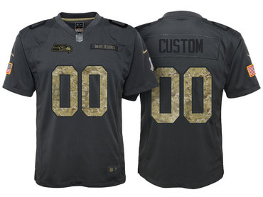 Youth Seattle Seahawks Anthracite Customized Camo 2016 Salute to Service Jersey