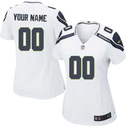 New women Seattle Seahawks Customized White NFL Jersey