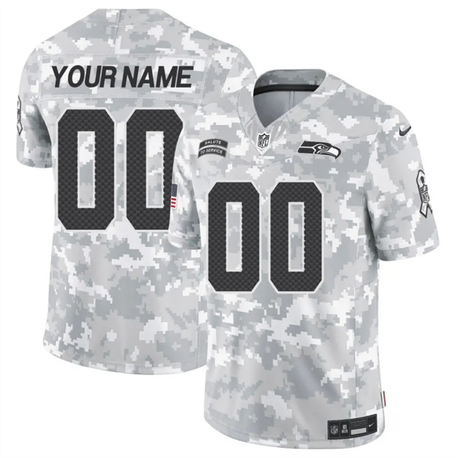 Men's Seattle Seahawks Active Player Custom 2024 F.U.S.E Arctic Camo Salute To Service Limited Stitched Football Jersey