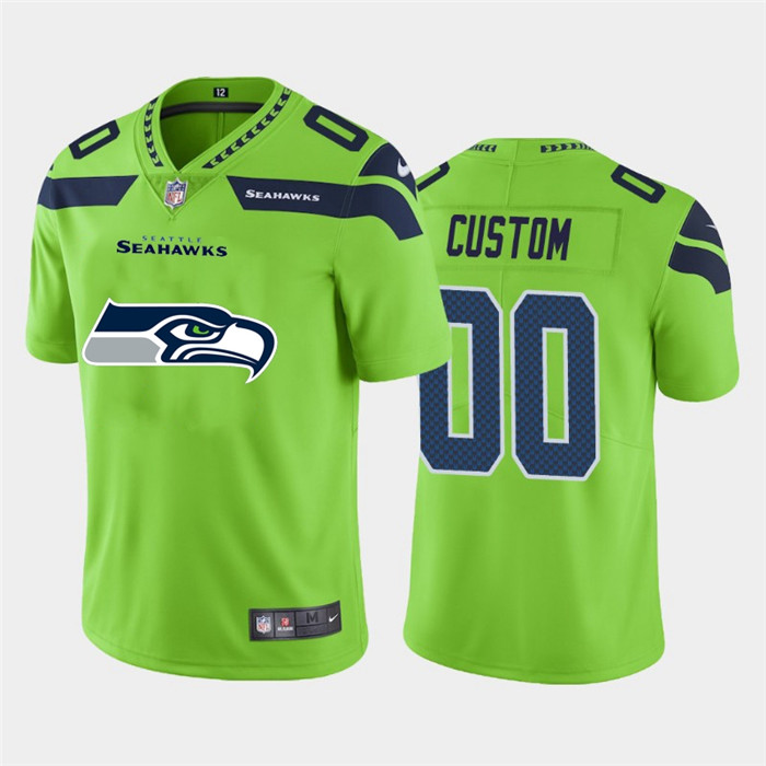 Seattle Seahawks Custom Green Men's Nike Big Team Logo Vapor Limited NFL Jersey