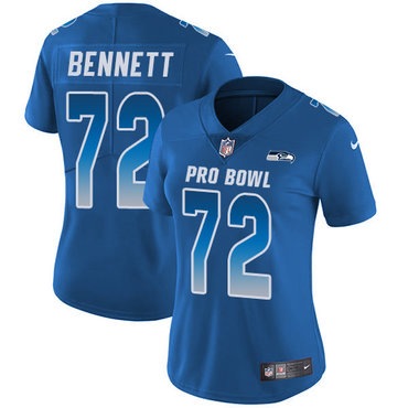 Nike Seahawks #72 Michael Bennett Royal Women's Stitched NFL Limited NFC 2018 Pro Bowl Jersey